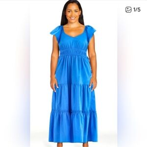 Blue Off-shoulder Dress